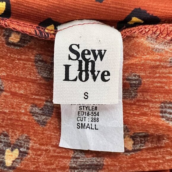 See in Love Women’s Long Sleeve V-Neck Babydoll Dress Rust/Multi Animal Print S - Picture 7 of 8